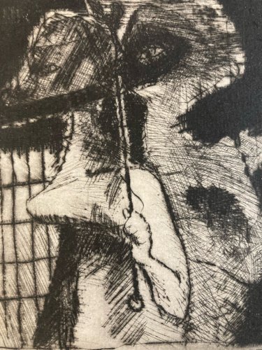 gravure Abstraite Signé A Identifier 1980 Art Abstraction Eau Forte