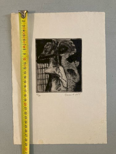 gravure Abstraite Signé A Identifier 1980 Art Abstraction Eau Forte