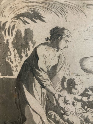 Gravure Adoration Des Ange Jean-Baptiste Le Prince XVIIIe Etching Vien 1770 Art