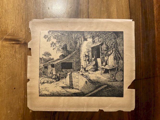 Gravure Adriaen Jansz van Ostade La Famille Ancien Art A Identifier
