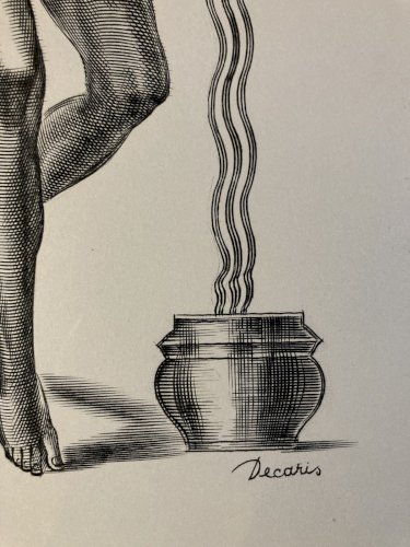 Gravure Albert  Decaris Jeune Homme A La Jarre Grec Grecque Lithographie