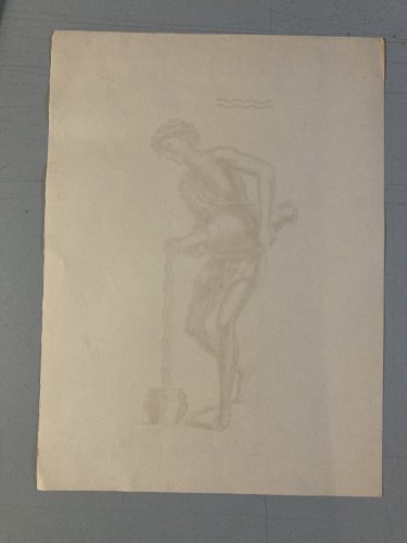 Gravure Albert  Decaris Jeune Homme A La Jarre Grec Grecque Lithographie