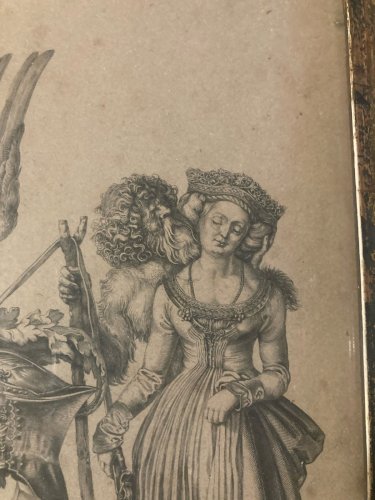 Gravure Albrecht Durer Dürer Tête Squelette Crane Époque XIXe ancien Estampe Art