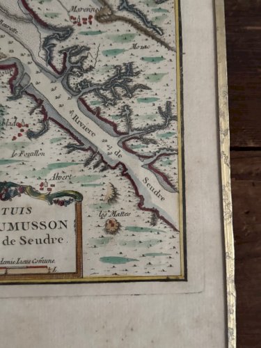 Gravure ancienne en couleur Pertuis de Maumusson et Rivière de Seudre L9214