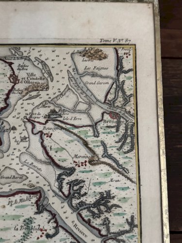 Gravure ancienne en couleur Pertuis de Maumusson et Rivière de Seudre L9214