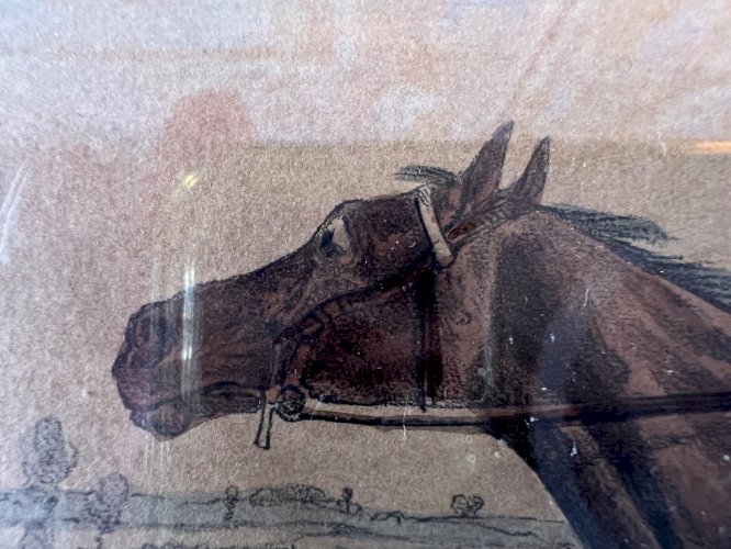 Gravure ancienne H. Alken scène de chasse à courre anglaise encadrée 1830