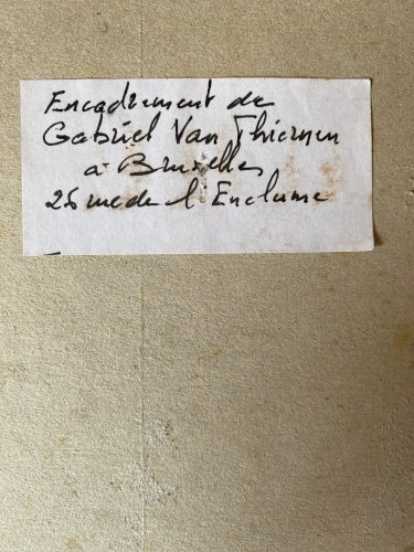 Gravure ancienne signée, Maurice Langaskens, encadrée sous verre, 1935, original