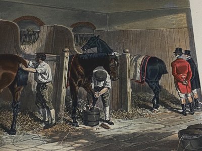 English engraving Fores's Stable Scenes The Hunting Stud Papprill Herring Horse