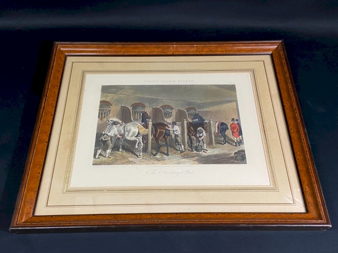 Gravure anglaise Fores's Stable Scenes The Hunting Stud Papprill Herring Cheval