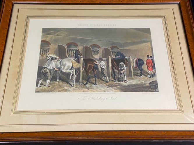 Gravure anglaise Fores's Stable Scenes The Hunting Stud Papprill Herring Cheval