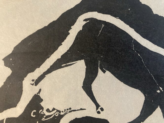 Gravure ANNIE MIKPIGA Art Inuit Native Esquimau  XXe Renne Chasse Art 1960