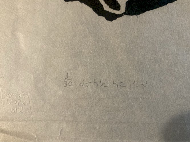 Gravure ANNIE MIKPIGA Art Inuit Native Esquimau  XXe Renne Chasse Art 1960