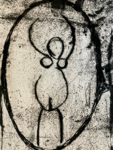 Gravure Antoine Agra Surréaliste Surréalisme Diable pointe sèche Art 1970 Satan