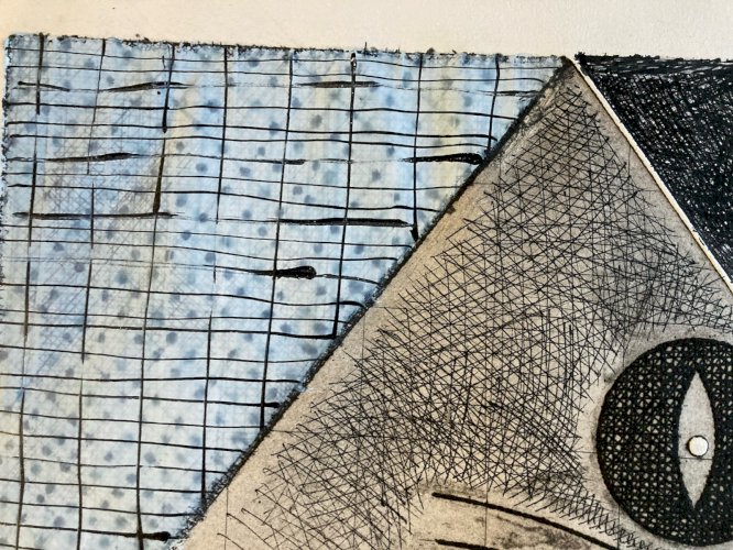 Gravure Antoine Agra Surréaliste Surréalisme estampe Gaufrage 1970 Chat