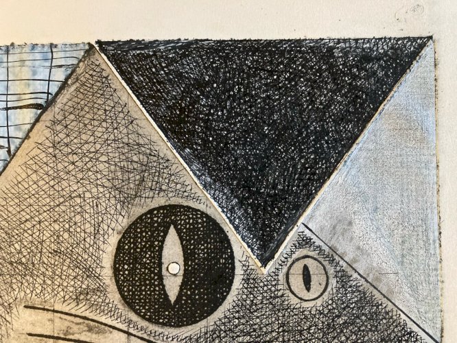 Gravure Antoine Agra Surréaliste Surréalisme estampe Gaufrage 1970 Chat