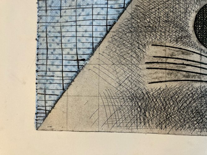 Gravure Antoine Agra Surréaliste Surréalisme estampe Gaufrage 1970 Chat