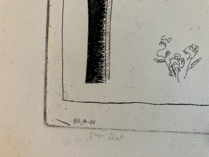 Gravure Antoine Agra Surréaliste Surréalisme estampe pointe sèche 1970 Art