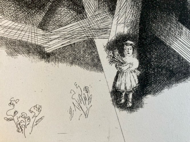 Gravure Antoine Agra Surréaliste Surréalisme estampe pointe sèche 1970 Art