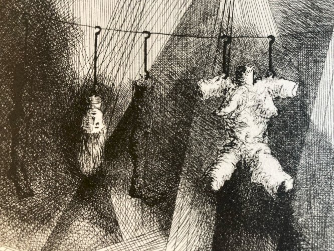 Gravure Antoine Agra Surréaliste Surréalisme estampe pointe sèche 1970 Art