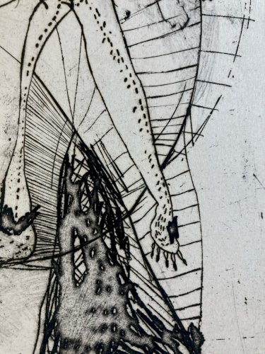 Gravure Antoine Agra Surréaliste Surréalisme estampe pointe sèche Art 1970