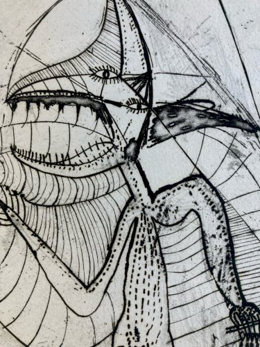 Gravure Antoine Agra Surréaliste Surréalisme estampe pointe sèche Art 1970