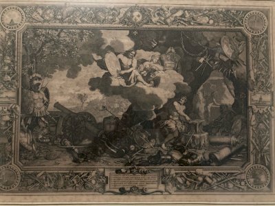 Gravure Après Charles Lebrun Scène Lithologie Forgeron Forge XVIIIe
