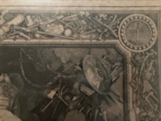 Gravure Après Charles Lebrun Scène Lithologie Forgeron Forge XVIIIe