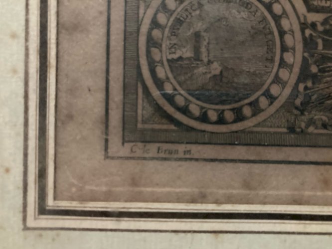 Gravure Après Charles Lebrun Scène Lithologie Forgeron Forge XVIIIe