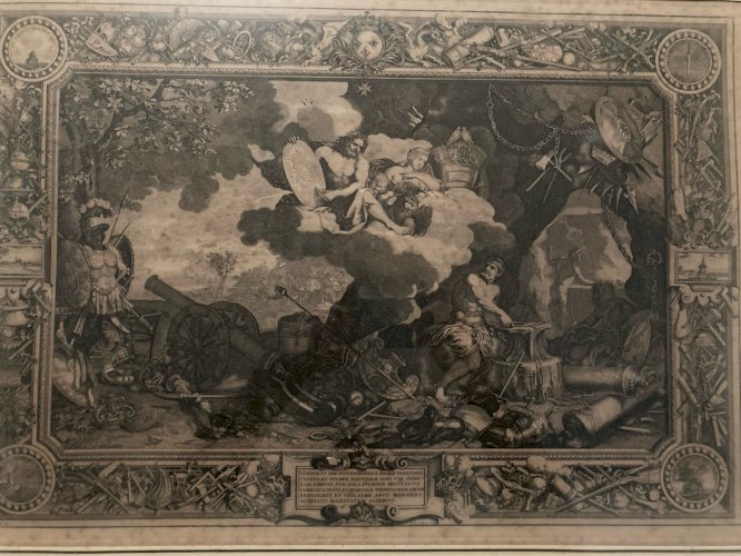 Gravure Après Charles Lebrun Scène Lithologie Forgeron Forge XVIIIe