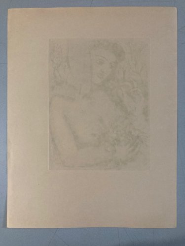 Gravure Art Déco Femme Laszlo Barta Portrait Érotique Nu Nue Eau Forte Seins