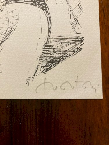 Gravure Art Déco Femme Portrait Érotique A Identifier Signé 1960 XXe Ombrelle