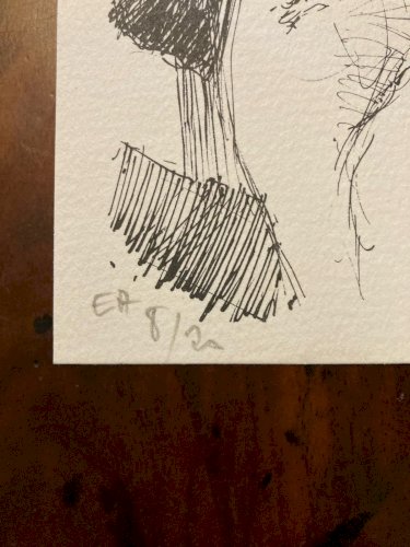 Gravure Art Déco Femme Portrait Érotique A Identifier Signé 1960 XXe Ombrelle