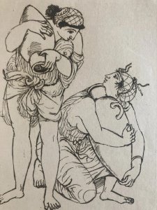 Engraving Barta 1950 Etching Roman Portrait Art Lithography Greek Woman Jug