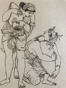 Gravure  Barta 1950 Eau Forte Portrait Romain Art Lithographie Grec Femme Cruche