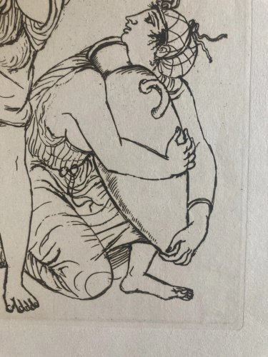 Gravure  Barta 1950 Eau Forte Portrait Romain Art Lithographie Grec Femme Cruche