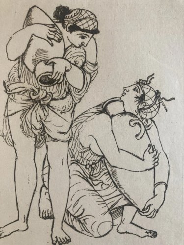 Gravure  Barta 1950 Eau Forte Portrait Romain Art Lithographie Grec Femme Cruche