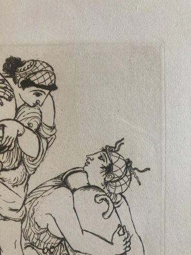 Gravure  Barta 1950 Eau Forte Portrait Romain Art Lithographie Grec Femme Cruche