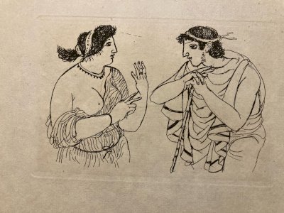 Gravure  Barta 1950 Eau Forte Portrait Romain Art Lithographie Grec Femme