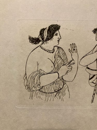 Gravure  Barta 1950 Eau Forte Portrait Romain Art Lithographie Grec Femme