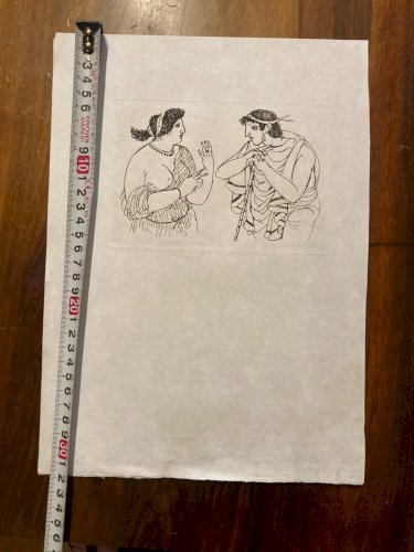 Gravure  Barta 1950 Eau Forte Portrait Romain Art Lithographie Grec Femme