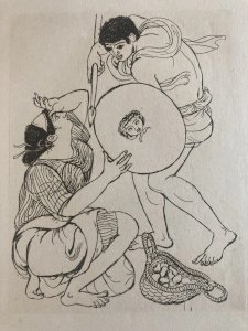 Gravure  Barta 1950 Eau Forte Portrait Romain Art Lithographie Grec Guerrier XXe