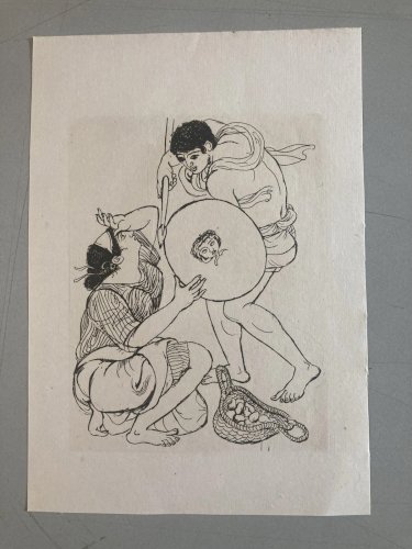 Gravure  Barta 1950 Eau Forte Portrait Romain Art Lithographie Grec Guerrier XXe