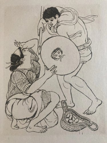 Gravure  Barta 1950 Eau Forte Portrait Romain Art Lithographie Grec Guerrier XXe