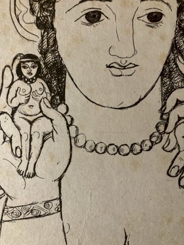 Gravure  Barta 1950 Eau Forte Portrait Romain Lithographie Grec Femme Estampe