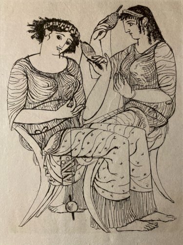 Gravure  Barta Eau Forte 1950 Portrait Romain Art Lithographie Grec Femme Ancien