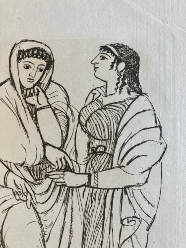 Gravure  Barta Eau Forte 1950 Portrait Romain Art Lithographie Les Trois Grâce 3