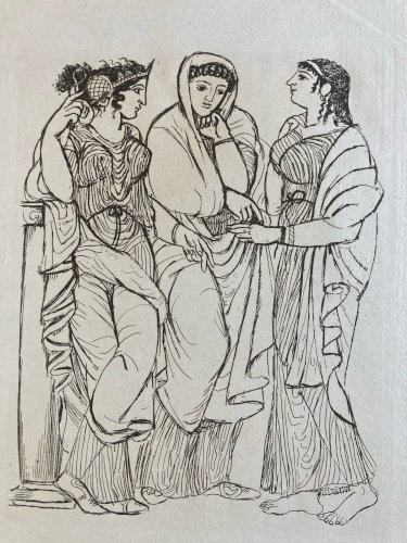 Gravure  Barta Eau Forte 1950 Portrait Romain Art Lithographie Les Trois Grâce 3