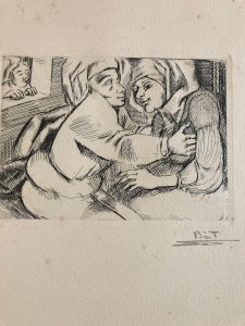 Gravure  Barta La Grosse Margot Villon 1950 Eau Forte Médiéval Moyen Âge Art