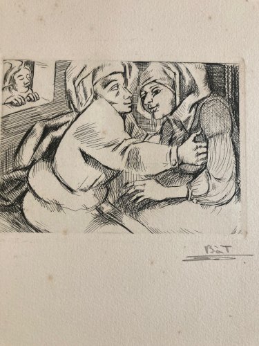 Gravure  Barta La Grosse Margot Villon 1950 Eau Forte Médiéval Moyen Âge Art