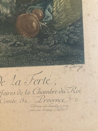 Gravure BoucherFin XVIIIe Peint Chien L’Obéissance Récompensée Art Ancien